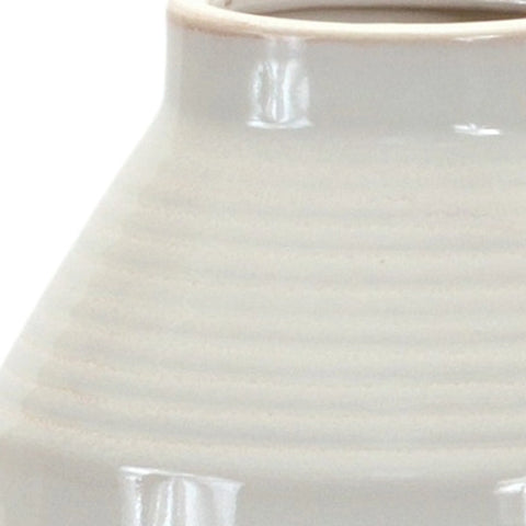 32 15 White Ribbed Cylinder Terracotta Table Vase