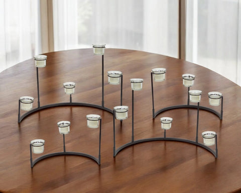 11 Black Metal Centerpiece Votive Candle Holders