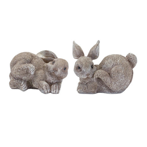 21 Set Of Four 4" Gray and Brown Polyresin Rabbit Figurine