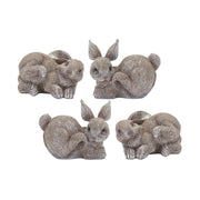 22 Set Of Four 4" Gray and Brown Polyresin Rabbit Figurine