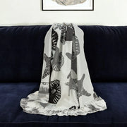 2 Ivory and Gray Woven Cotton Coastal Seashell 