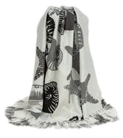 5 Ivory and Gray Woven Cotton Coastal Seashell 