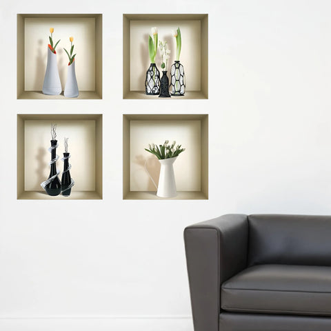 7 Set of Four Ivy Faux Niche 3D Peel and Stick Wall Decals