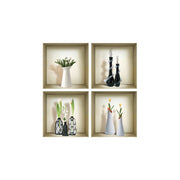 5 Set of Four Ivy Faux Niche 3D Peel and Stick Wall Decals