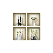 6 Set of Four Ivy Faux Niche 3D Peel and Stick Wall Decals