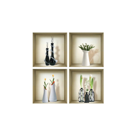 6 Set of Four Ivy Faux Niche 3D Peel and Stick Wall Decals