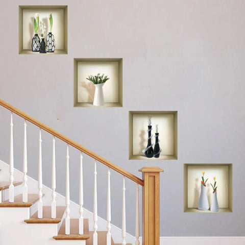 5 Set of Four Ivy Faux Niche 3D Peel and Stick Wall Decals