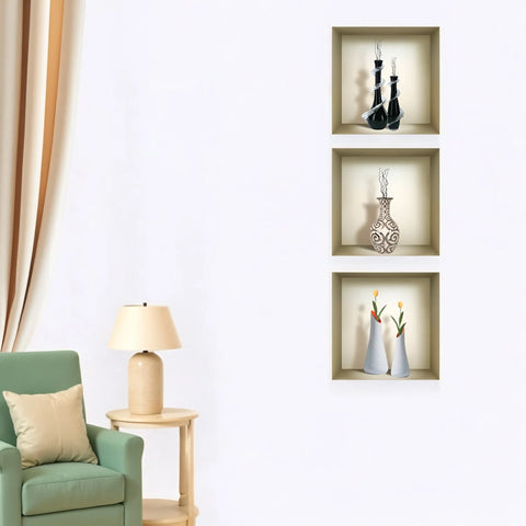 11 Set of Three Noa Faux Niche 3D Peel and Stick Wall Decals