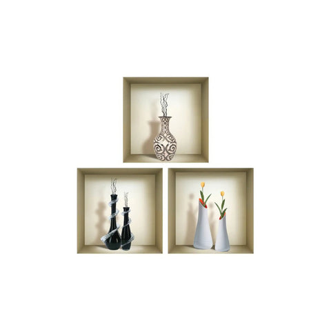 121 Set of Three Noa Faux Niche 3D Peel and Stick Wall Decals