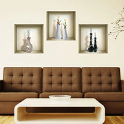 222 Set of Three Noa Faux Niche 3D Peel and Stick Wall Decals