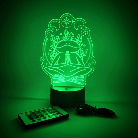 Peace Frog LED Lamp | Boho Decor | Mushroom & Moon