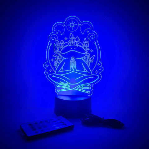 Peace Frog LED Lamp | Boho Decor | Mushroom & Moon