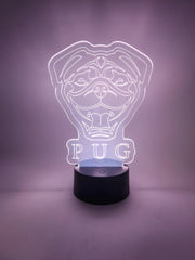 Pug Dog LED Lamp | Pug Face Light | Gift for Pug Pet Owners