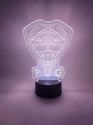 Pug Dog LED Lamp | Pug Face Light | Gift for Pug Pet Owners