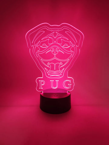 Pug Dog LED Lamp | Pug Face Light | Gift for Pug Pet Owners