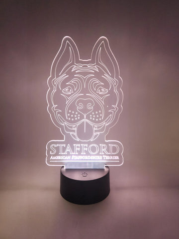 Staffordshire Bull Terrier LED Lamp | "Staffie" Dog Light