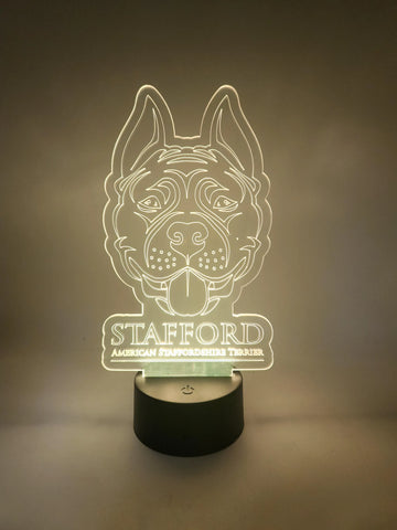 Staffordshire Bull Terrier LED Lamp | "Staffie" Dog Light