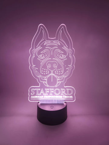 Staffordshire Bull Terrier LED Lamp | "Staffie" Dog Light