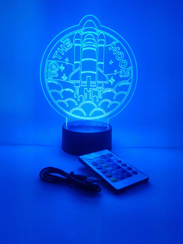 To The Moon Rocket Lamp | Spaceship LED Light | Space Gifts