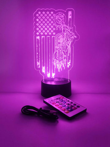 American Motorcycle Lamp | Biker Gift | Flag & Bike Light