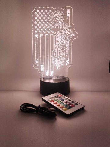 American Motorcycle Lamp | Biker Gift | Flag & Bike Light