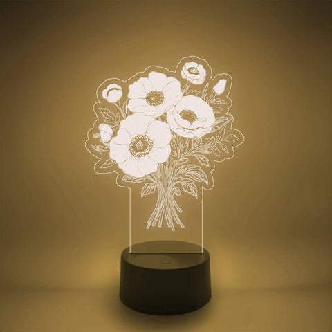 Anemone Flower Bouquet LED Lamp | Gift for Grandma or Mom