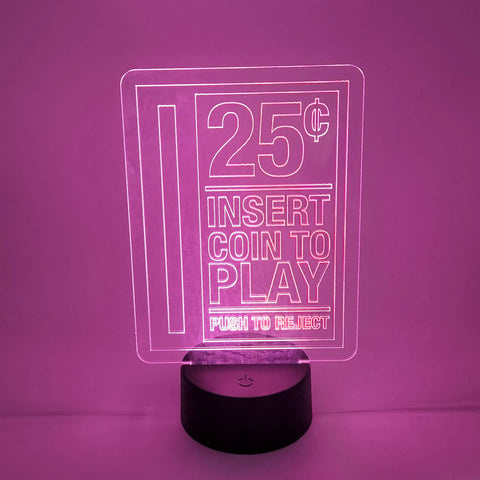 Arcade "Insert Coin to Play" Lamp | Game Room LED Light