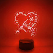 Bird Memorial LED Lamp | Light Up Cardinal Heart