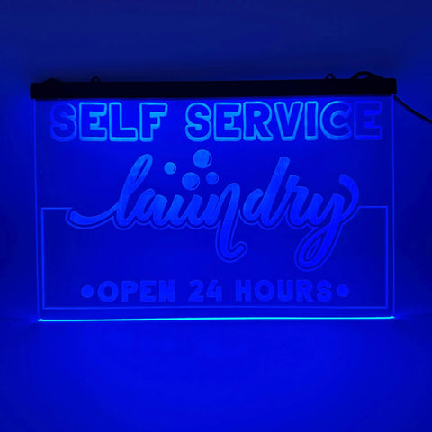 Color Changing LED Sign - Self Service Laundry (Hanging)