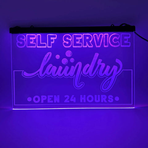 Color Changing LED Sign - Self Service Laundry (Hanging)