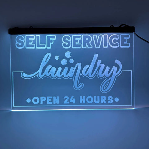 Color Changing LED Sign - Self Service Laundry (Hanging)
