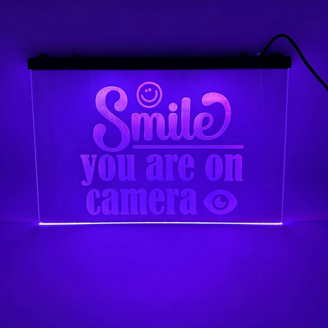 Color Changing LED Sign - Smile, You're on Camera (Hanging)