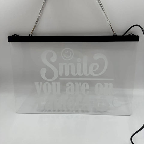 Color Changing LED Sign - Smile, You're on Camera (Hanging)