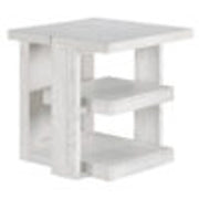 Sunset Trading Dover 24" Large Square Side End Table with Storage Shelves | Cerused White Oak Wood