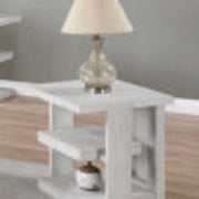 Sunset Trading Dover 24" Large Square Side End Table with Storage Shelves | Cerused White Oak Wood