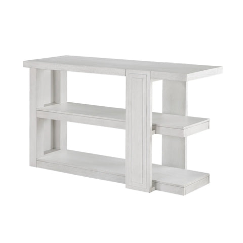 Sunset Trading Dover 30"H x 18"D x 50" Wide Rectangular Sofa Table with Storage Shelves | Cerused White Oak Wood