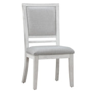Sunset Trading Dover Dining Side Chair | Padded Upholstered Seat & Back | Set of 2 | Cerused White Oak Wood