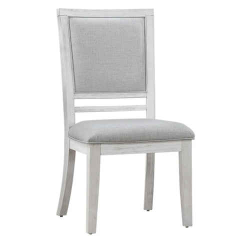 Sunset Trading Dover Dining Side Chair | Padded Upholstered Seat & Back | Set of 2 | Cerused White Oak Wood