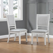 Sunset Trading Dover Dining Side Chair | Padded Upholstered Seat & Back | Set of 2 | Cerused White Oak Wood