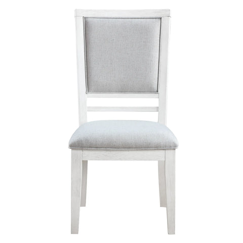 Sunset Trading Dover Dining Side Chair | Padded Upholstered Seat & Back | Set of 2 | Cerused White Oak Wood