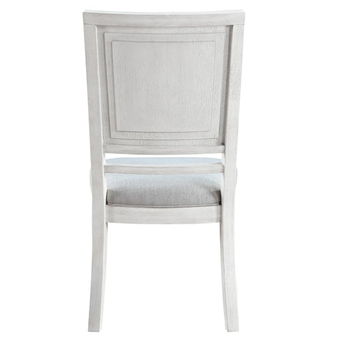 Sunset Trading Dover Dining Side Chair | Padded Upholstered Seat & Back | Set of 2 | Cerused White Oak Wood