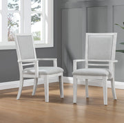Sunset Trading Dover Dining Chair with Arms | Padded Upholstered Seat & Back Armchair | Set of 2 | Cerused White Oak Wood
