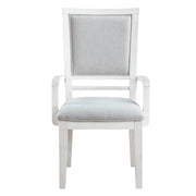 Sunset Trading Dover Dining Chair with Arms | Padded Upholstered Seat & Back Armchair | Set of 2 | Cerused White Oak Wood