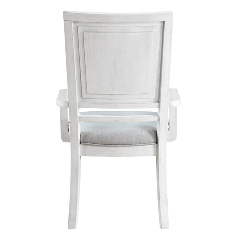 Sunset Trading Dover Dining Chair with Arms | Padded Upholstered Seat & Back Armchair | Set of 2 | Cerused White Oak Wood