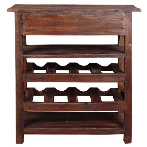 Sunset Trading Cottage Wine Server with Drawer | Raftwood Brown Solid Wood | Fully Assembled Sideboard