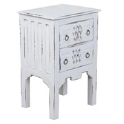 Sunset Trading Cottage End Table | Distressed White Solid Wood | Fully Assembled Nightstand