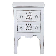 Sunset Trading Cottage End Table | Distressed White Solid Wood | Fully Assembled Nightstand