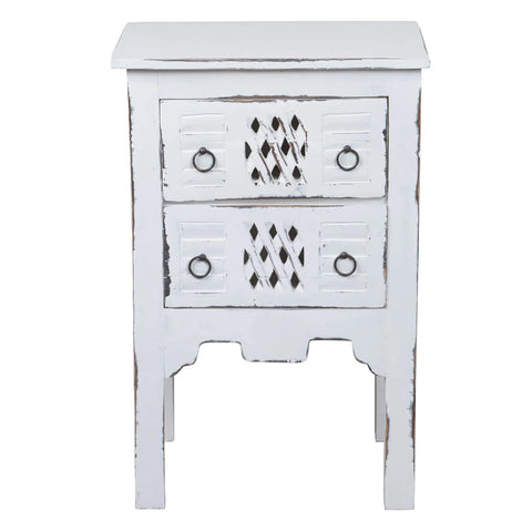 Sunset Trading Cottage End Table | Distressed White Solid Wood | Fully Assembled Nightstand