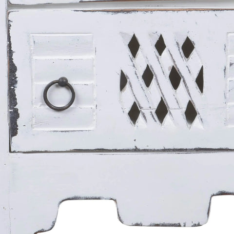 Sunset Trading Cottage End Table | Distressed White Solid Wood | Fully Assembled Nightstand