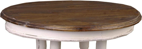 Sunset Trading Cottage Round Accent End Table | Distressed White/Raftwood Brown Solid Wood | Fully Assembled